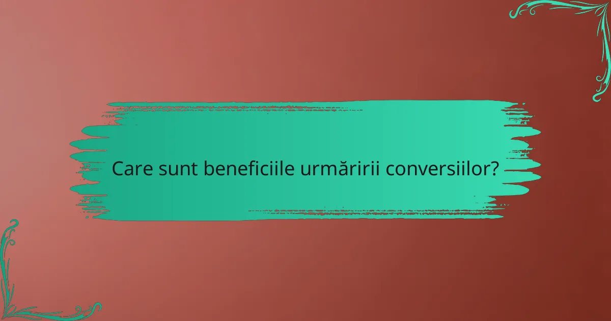 Care sunt beneficiile urmăririi conversiilor?
