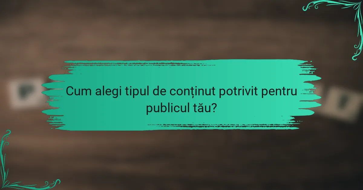 Cum alegi tipul de conținut potrivit pentru publicul tău?